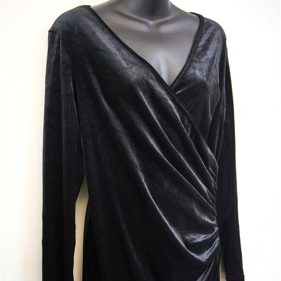 Zaberry Black Velvet Dress with Rouching Size Large - Picture 10 of 11